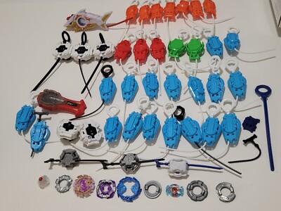 Hasbro Beyblade Burst Battle Large Mixed Lot of Launchers & Ripcords 40+ Pieces 