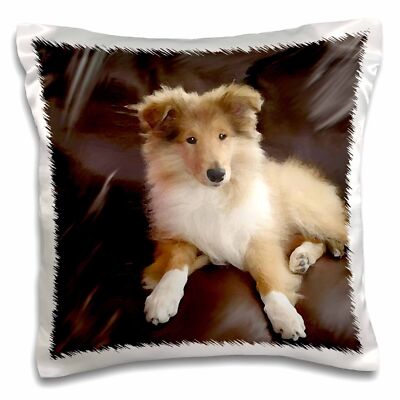 3dRose Rough Collie Puppy 16x16 inch Pillow Case
