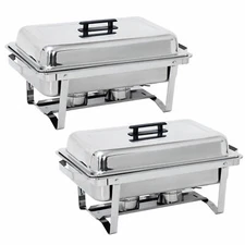 2 Pack Folding Stainless Steel Chafing Buffet Chafing Dish Sets 8 QT Capacity