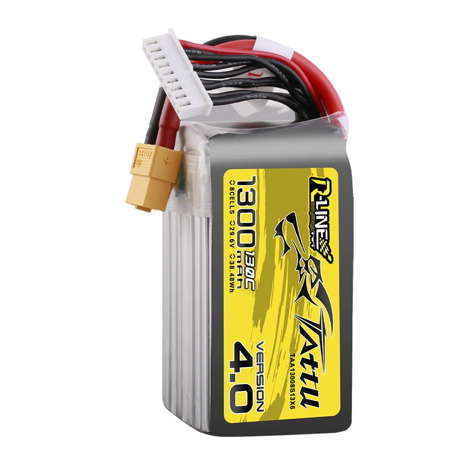 2X Tattu R-Line 1300mAh 130C 29.6V 8S Lipo Battery XT60 For FPV RC Helicopters - Image 4 of 4
