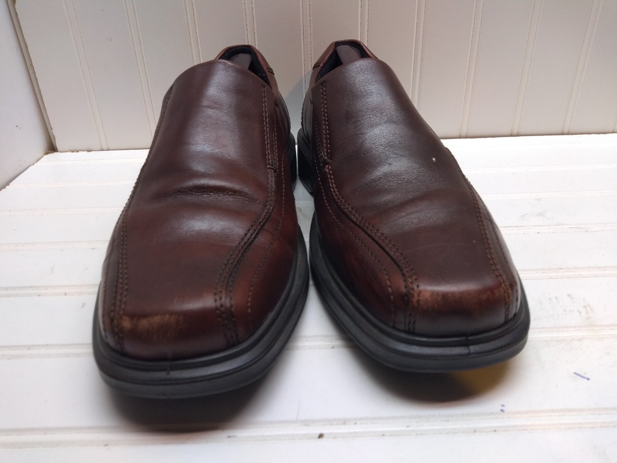 ECCO Helsinki Brown Leather Slip Loafer Bicycle Toe Dress  display picture 3