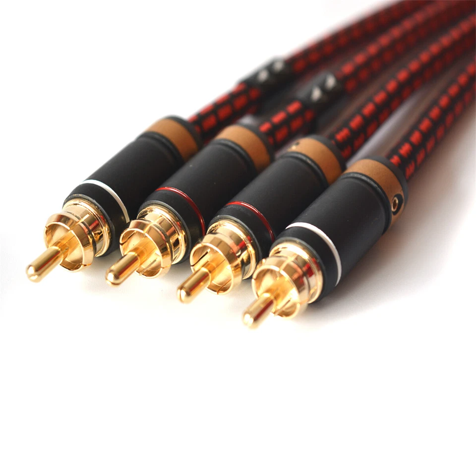Audiophile 2x RCA Twin Phono Stereo Audio Cable Cord OFC Gold Pure Copper Plug - Image 2 of 4