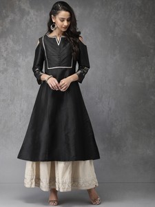 solid black anarkali