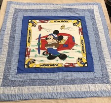 Vintage Homemade Baby Quilt Play Mat Mickey Mouse Disney 34  Square