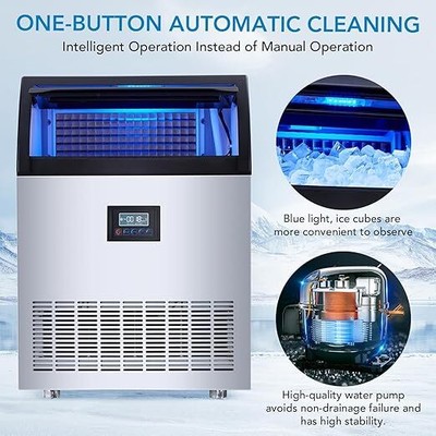 265 LBS/24H Commercial Ice Maker Stainless Steel Under Counter Ice Machine USA  