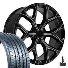 26 5904 Black Milled Snowflake Wheels 29530 Tires Tpms Fit Sierra Yukon