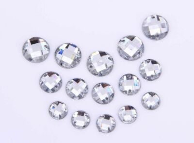 CraftbuddyUS 50pcs 10mm Clear Round Sew On Acrylic Diamante Crystal Rhinestones 