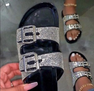 jelly double buckle sandals
