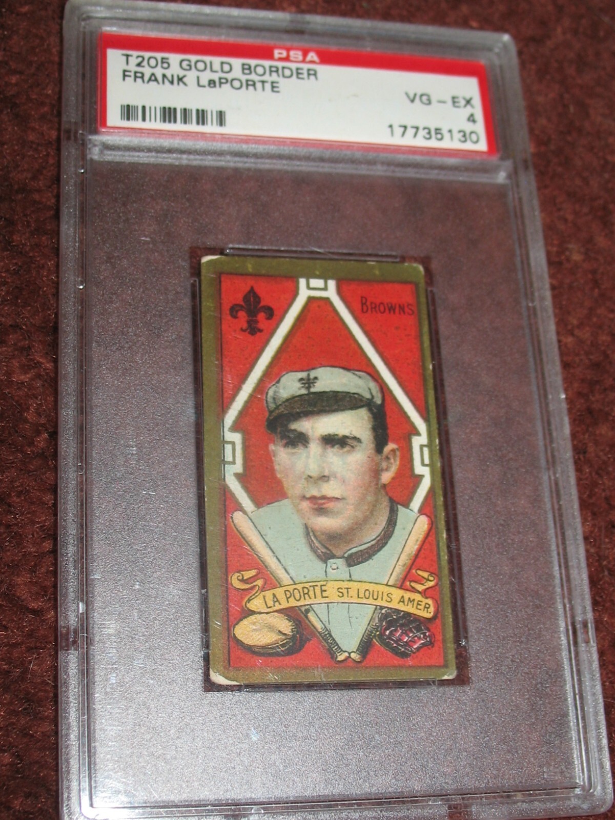 1911 T205 Frank Laporte PSA VGEX 4 ~ST. Louis Browns ~Red Sweet Caporal