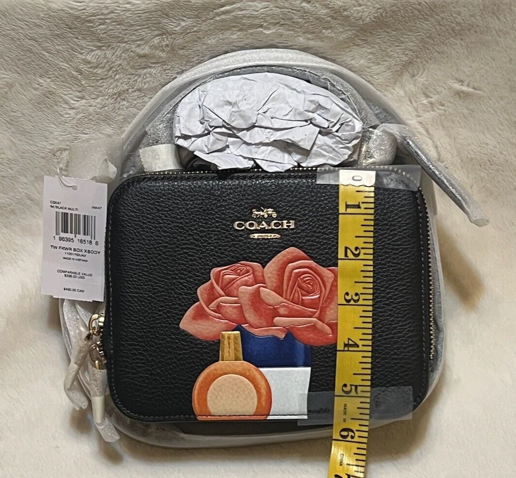 Coach X Tom Wesselmann Scatola a tracolla in pelle nera multi CQ047 nuova con etichette