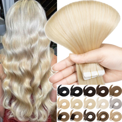 Russisch Tape In Echthaar Extensions Skin Wefts Remy Haarverlängerung 90 Tressen