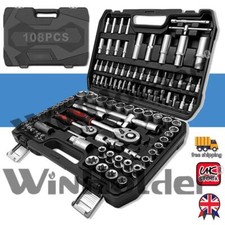 108Pcs 1/2" And 1/4" Impact Socket Kit Ratchet Wrench Mechanics Repair Tools Set