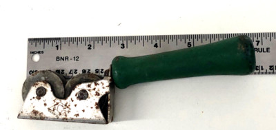 ACE MFG Roller Pull Thru Kitchen Knife Sharpener Good Patina Green Handle MCM