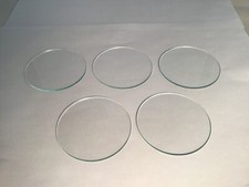 FIVE CLEAR GLASS CIRCLE DISKS/2-5/16"" DIAMETER/.05" THICK/9/11