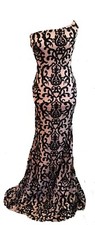 WINDSOR NEW SZ S Black Sequins / Nude Mesh Lined GOWN SUPER STRETCH MSRP $99 NWT