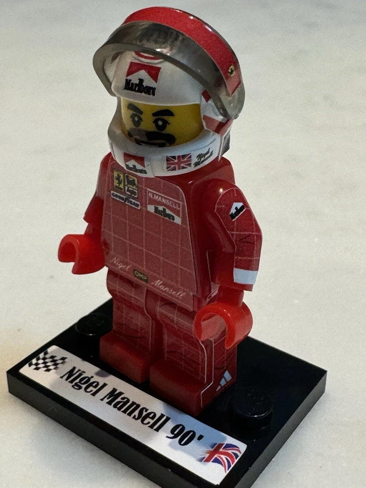 F1 Nigel Mansell 1990 Ferrari 640 minifigure racing Formula 1 Driver Uk Pista - Immagine 3 di 4