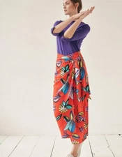 Marianna Deri Wrap Skirt With Floral Print Size XS
