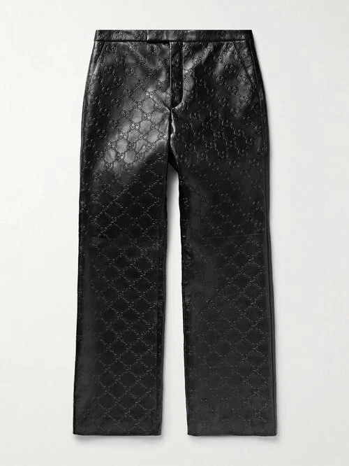 Pantalon pantalon en cuir Gucci noir GG Neuf avec étiquettes PRIX CONSEILLÉ 3 USD