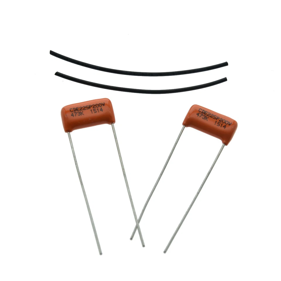 2x Guitarra Bajo Sprague CDE225P Naranja Condensador Gota .047uF 200v Tapas Tono Foto 2 de 3