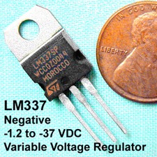  2 LM337 ST Negative Variable Voltage Regulator -2 to -37 VDC  1.5 Amp, TO-220