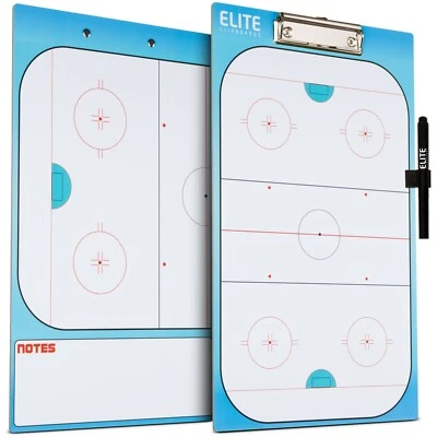 Elite Clipboards Double Sided Dry Erase Coaches Hockey Marker Board with Marker