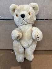 Vintage Articulated Jointed Firm Teddy Bear Tan Pure Wool MM
