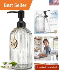 18Oz Simple Glass Soap Dispenser with Black Rust Proof Pump.