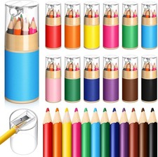 144 Mini Colored Pencils Set for Kids with Built-In Sharpener - 3.5" Travel Size