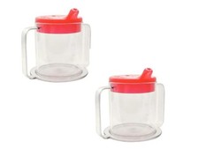 9oz Adult Sippy Cup with RED LID and 2 Handles - Independence 2-Pack, Red Lid