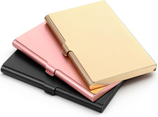 3 Pcs Metal Business Card Holder, Slim Business Card Case Flip Cover Purse Pocke