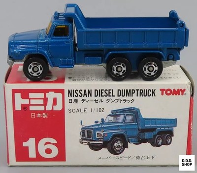 Tomica 1/102 Mini Car Nissan Diesel Muldenkipper blau Japan rot Box Nr.16