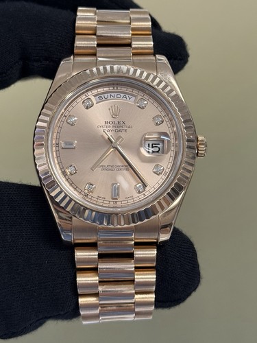 Rolex Day-Date 218235 18k RG President Factory Diamond Pink Di...