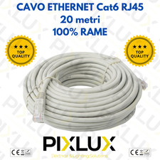 Cavo Rete Cat 6 Schermato S/FTP da 20m metri Ethernet Lan RJ45 Gigabit 100% rame