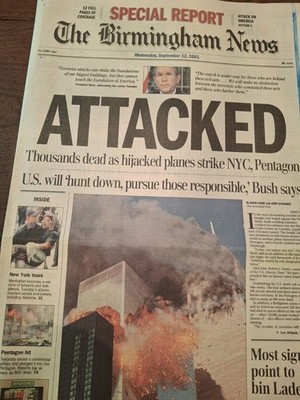 Newspapers-9/11 - ATTACKED, ATTACK ON AMERICA,  MOST SIGNS POINT TO BIN LADEN