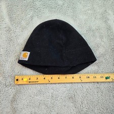 Carhartt Fleece Beanie Hat Mens OS Black Warm Soft Outdoor Workwear Logo Winter
