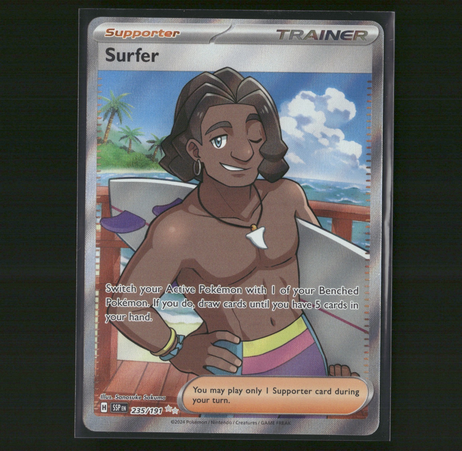 Surfer Ultra Rare Holo 235/191 SV08: Surging Sparks 2024 NM Sanosuke Sakuma