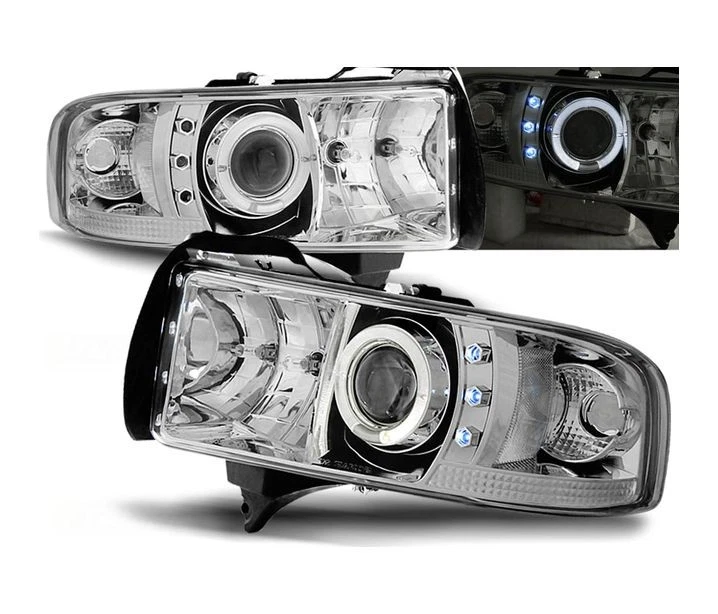 Juego De Faros Halógenos Cromados Para Dodge Ram Van B1500 2500 3500 1998-2003