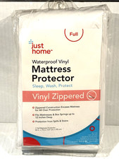 Just Home Waterproof Vinyl Mattress Protector Full Size Sleep Wash Protect NEW