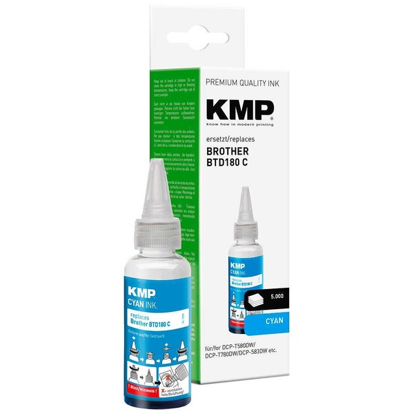 Kmp Cyan Tintenflasche Kompatibel Zu Brother BTD180C-image