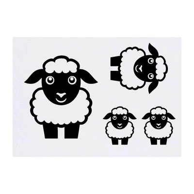 AZEEDA 4 x Tatuajes Temporales 'Simple Linda Oveja' / Transferencias (TO00081204)