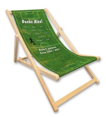Liegestuhl Name personalisiert Geschenk für Fußball Trainer zum Abschied Danke