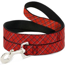 Dog Leash 6-FEET Plaid X Orange/Gray WIDE 1.5"