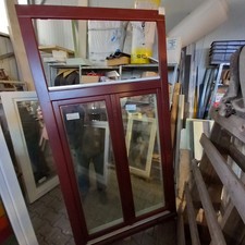 Fenster Altbau , Hitorisch B 113 cm H 2,10 mit oberlicht außen Maron , 3 x vergl