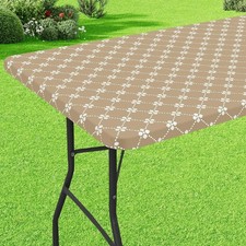 Rectangle Vinyl Table Cloth, Elastic Fitted Tablecloth with Flannel Backing,