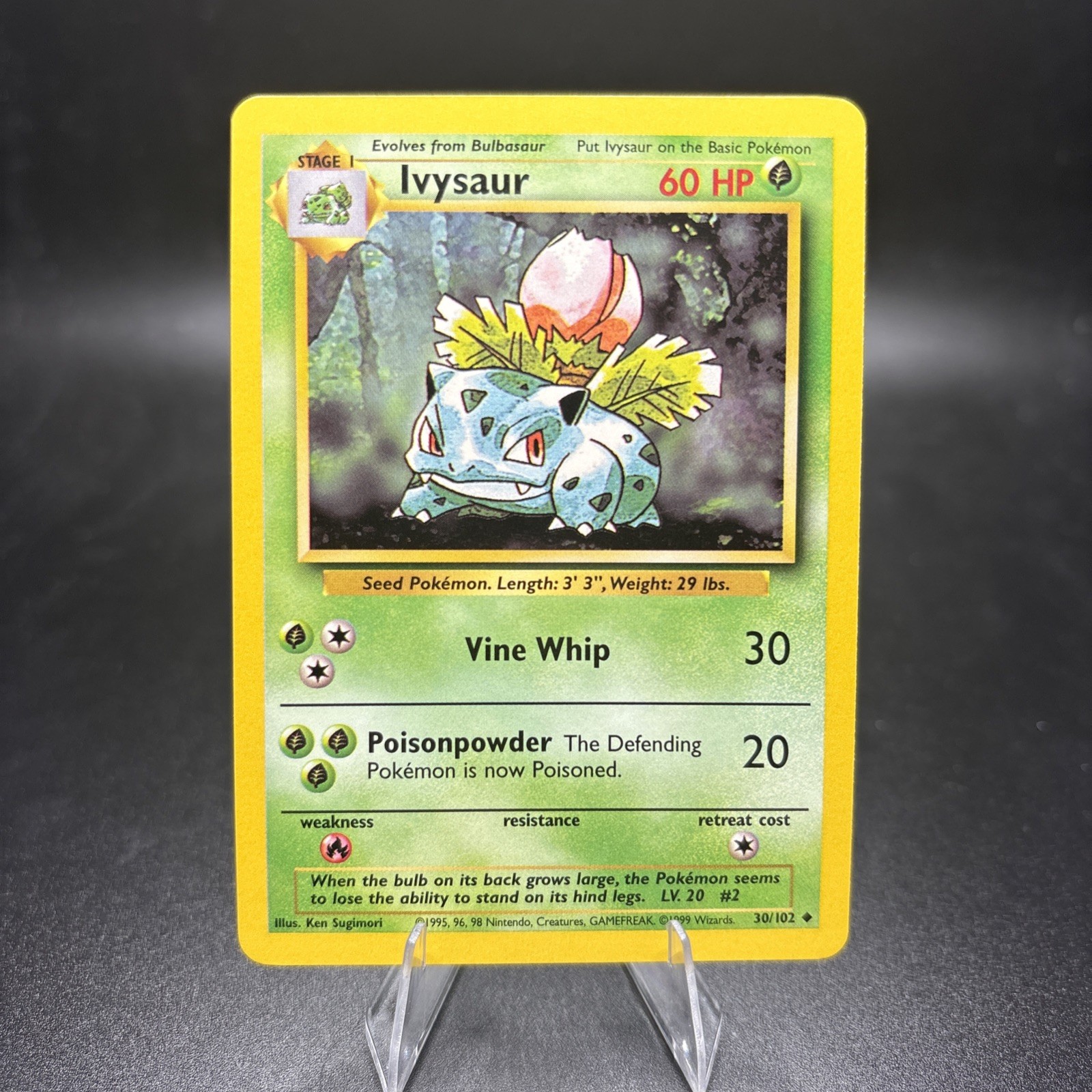 Pokémon TCG Base Set Ivysaur 30/102 Unlimited Uncommon Vintage 1999 NM -j