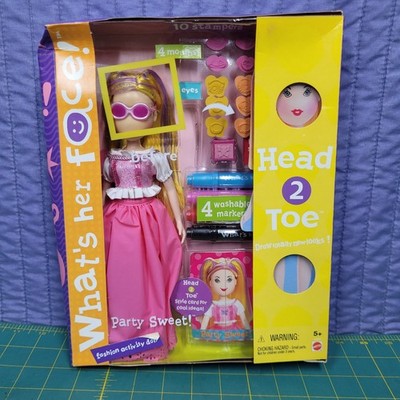 Mattel What s Her Face Fashion Party Sweet Doll Customizable Blank Face NIB