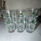Set of 6 Clear Glass Shot Glasses with Green Leaf Decorated Design — photo 1