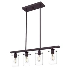 DSI 4-Light Espresso Linear Chandelier with Glass Shades