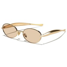 Retro Oval Sunglasses for Women Men, 2025 Gold Metal 70s Shades Trendy 90s Su...