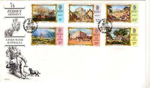 1984 JERSEY - ARTISTS V / LINKS WITH AUSTRALIA FDC FROM COLLECTION K61